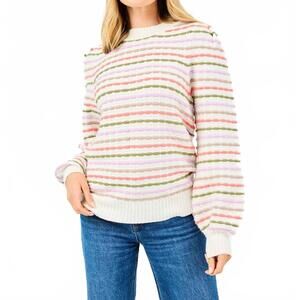NEW MARY SQUARE annabelle striped sweater in ivory multi